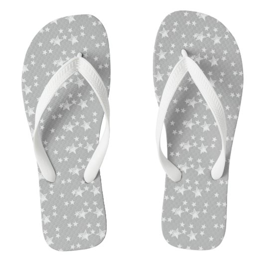 Cute Modern Grey and White Stylish Stars Teenslippers (Voetbed)