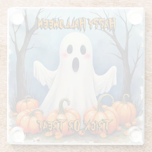 Cute Modern Halloween Spooky Collection Glazen Onderzetter (Achterkant)