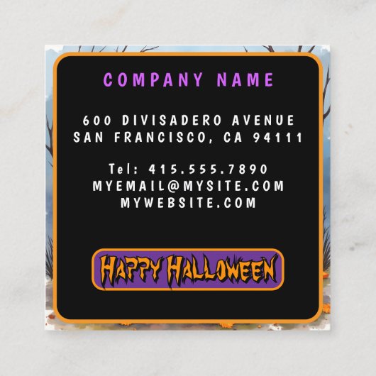 Cute Modern Halloween Spooky Collection Vierkante Visitekaartje (Achterkant)