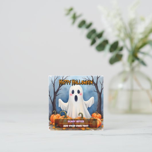 Cute Modern Halloween Spooky Collection Vierkante Visitekaartje (Staand voorkant)