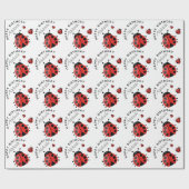Cute Modern Happy Birthday Red Ladybug Girly Cadeaupapier (Vlak)