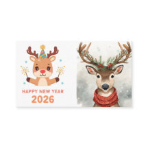 cute modern happy new year business card