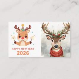 cute modern happy new year business card visitekaartje