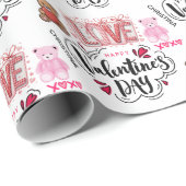 Cute Modern Happy Valentines Day Typography Name Cadeaupapier (Rol Hoek)