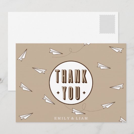 Cute Modern - Hartelijk dank - Kaart met papieren  (Voorkant / Achterkant)