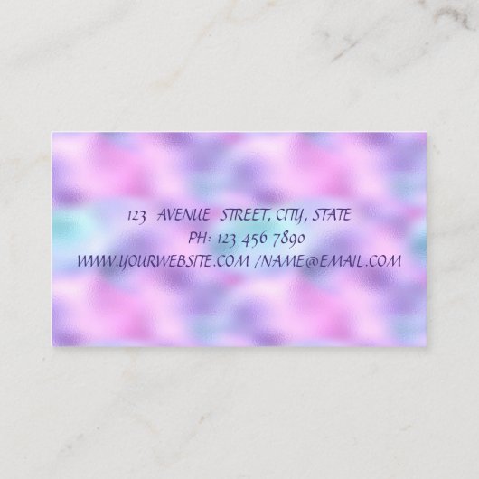 Cute Modern, holografische Iridescent Cupcake bakk Visitekaartje (Achterkant)