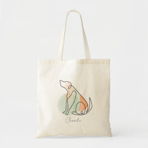 Cute modern hondenlijntekening gepersonaliseerde c tote bag