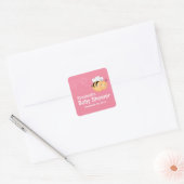 Cute Modern Honey Bee Baby shower Invitation Vierkante Sticker (Envelop)