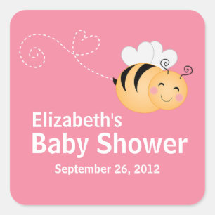 Cute Modern Honey Bee Baby shower Invitation Vierkante Sticker