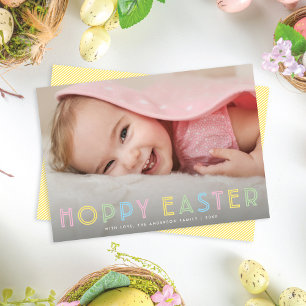 Cute Modern Hoppy Easter Holiday-fotokaart Feestdagenkaart