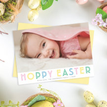 Cute Modern Hoppy Easter Holiday-fotokaart