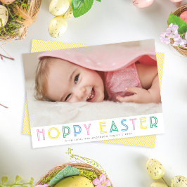 Cute Modern Hoppy Easter Holiday-fotokaart Feestdagenkaart