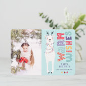 Cute Modern Kerstmis Llama String Lights Feestdagenkaart (Staand voorkant)