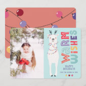 Cute Modern Kerstmis Llama String Lights Feestdagenkaart (Voorkant / Achterkant)