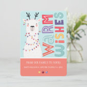 Cute Modern Kerstmis Llama String Lights Feestdagenkaart (Staand voorkant)