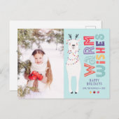 Cute Modern Kerstmis Llama String Lights Feestdagenkaart (Voorkant / Achterkant)