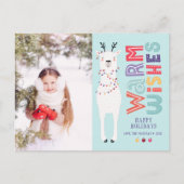 Cute Modern Kerstmis Llama String Lights Feestdagenkaart (Voorkant)