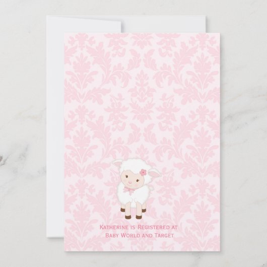 Cute Modern Lamb Baby Girl Kaart (Achterkant)