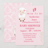 Cute Modern Lamb Baby Girl Kaart (Voorkant / Achterkant)