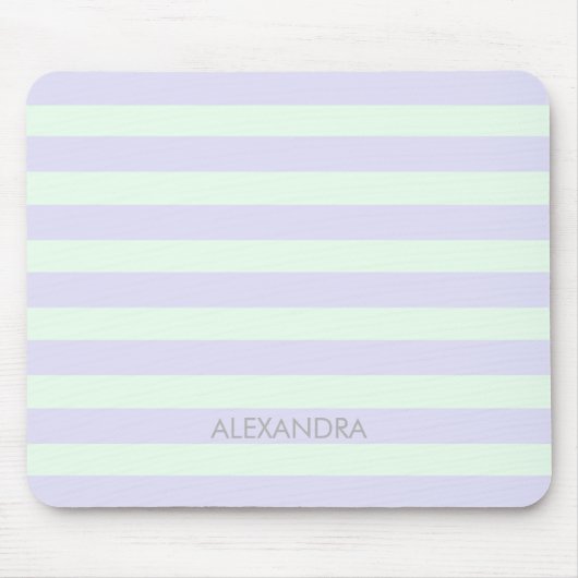 Cute Modern Lavender & Mint Green Striped Muismat (Voorkant)