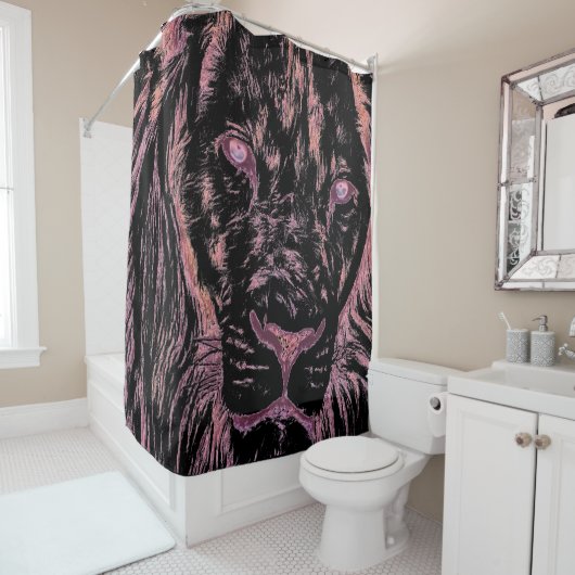 Cute Modern Lion Colorful Shower Curtain Douchegordijn (In situ)