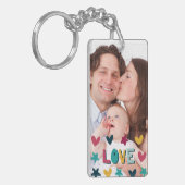 Cute Modern Love and Hearts Custom Photo Sleutelhanger (Voorkant Links)