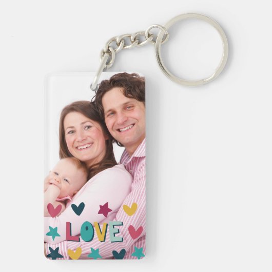 Cute Modern Love and Hearts Custom Photo Sleutelhanger (achterkant)