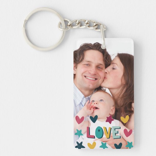 Cute Modern Love and Hearts Custom Photo Sleutelhanger (Voorkant)