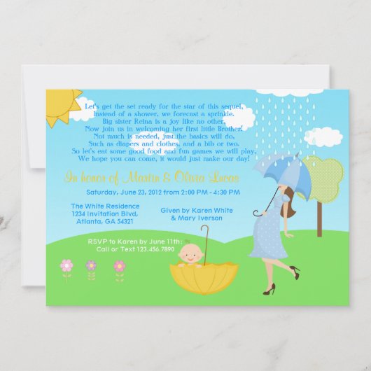 Cute Modern Ma en Baby Boy Baby Sprinkle Kaart (Voorkant)