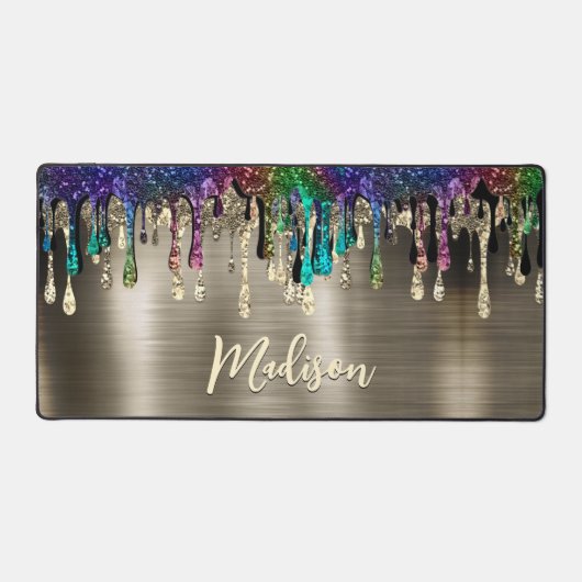 Cute modern Metalic Glitter Drigrammen Bureaumat (Voorkant)