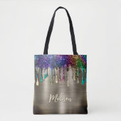 Cute modern Metalic Glitter Drigrammen Tote Bag (Voorkant)
