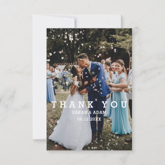Cute Modern Minimalist Overlay Text Wedding Bedankkaart (Voorkant)