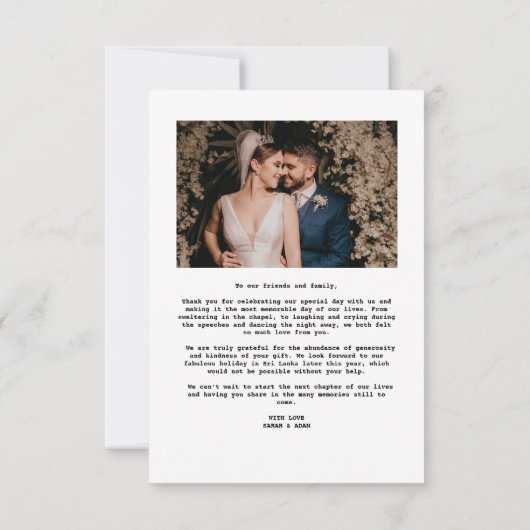 Cute Modern Minimalist Overlay Text Wedding Bedankkaart (Achterkant)