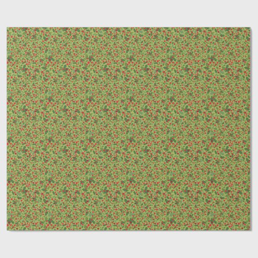 Cute Modern Mistletoe Hollyberry Cadeaupapier (Vlak)