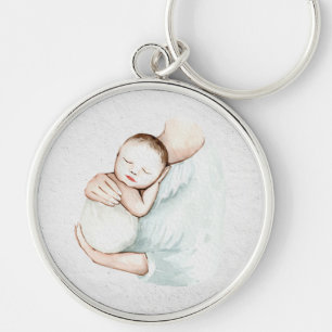 Cute Modern Moeder & Baby Doula Waterverf Verlosku Sleutelhanger