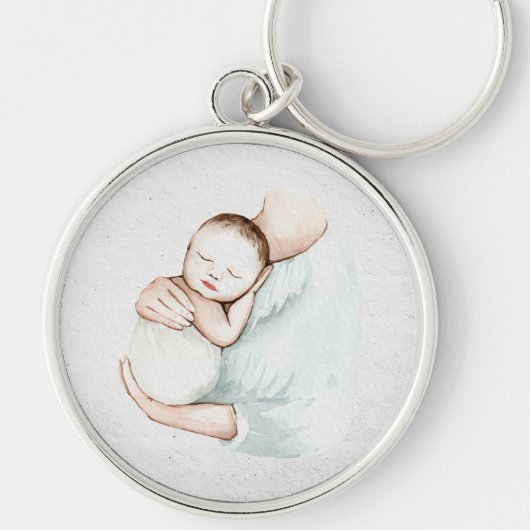 Cute Modern Moeder & Baby Doula Waterverf Verlosku Sleutelhanger (Voorkant)
