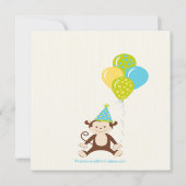 Cute Modern Monkey 1st Birthday Party Invitations Kaart (Achterkant)