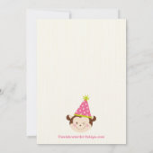 Cute Modern Monkey 1st Birthday Party Invitations Kaart (Achterkant)