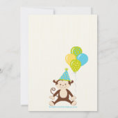 Cute Modern Monkey 1st Birthday Party Invitations Kaart (Achterkant)