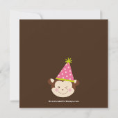 Cute Modern Monkey 1st Birthday Party Invitations Kaart (Achterkant)