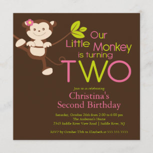 Cute Modern Monkey 2e verjaardag Kaart
