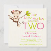 Cute Modern Monkey 2e verjaardag Kaart (Voorkant)