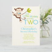 Cute Modern Monkey 2e verjaardag Kaart (Staand voorkant)