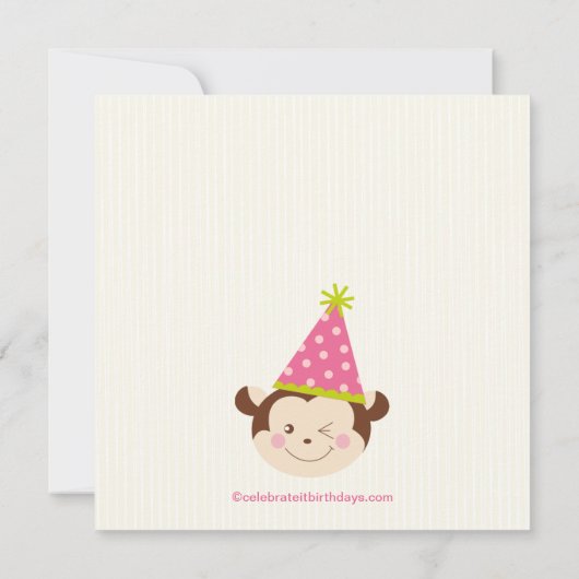 Cute Modern Monkey 3rd Birthday Party Kaart (Achterkant)