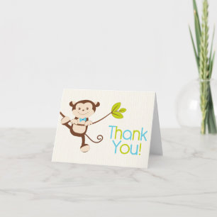 Cute Modern Monkey Birthday Party - Hartelijk dank Bedankkaart