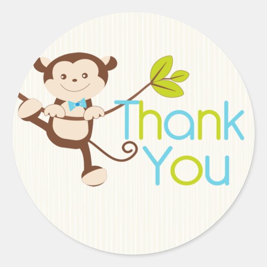 Cute Modern Monkey Birthday Party Stickers (Voorkant)