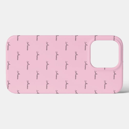 Cute Modern Monogram Blush Pink iPhone Case (Achterkant (horizontaal))