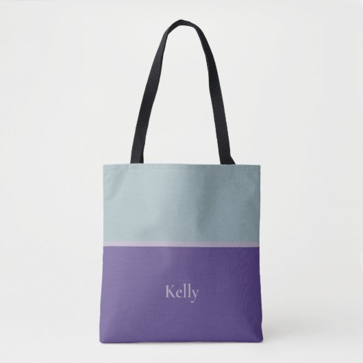 Cute Modern Monogram Name Blue Paars Elegant Tote Bag (Voorkant)