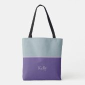 Cute Modern Monogram Name Blue Paars Elegant Tote Bag (Achterkant)
