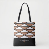 Cute Modern Monogram Pattern Trendy Oranje Black Tote Bag (Voorkant)